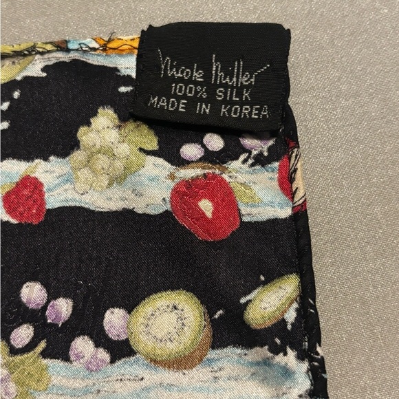 Vintage 90’s Nicole Miller Fruits & Water Scarf | 100% Silk - Picture 6 of 6